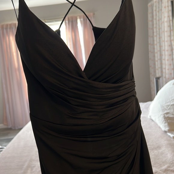 Bariano Faux-Wrap Shirred Evening Dress Gown. Very good/thick quality/fabric. - Picture 10 of 11